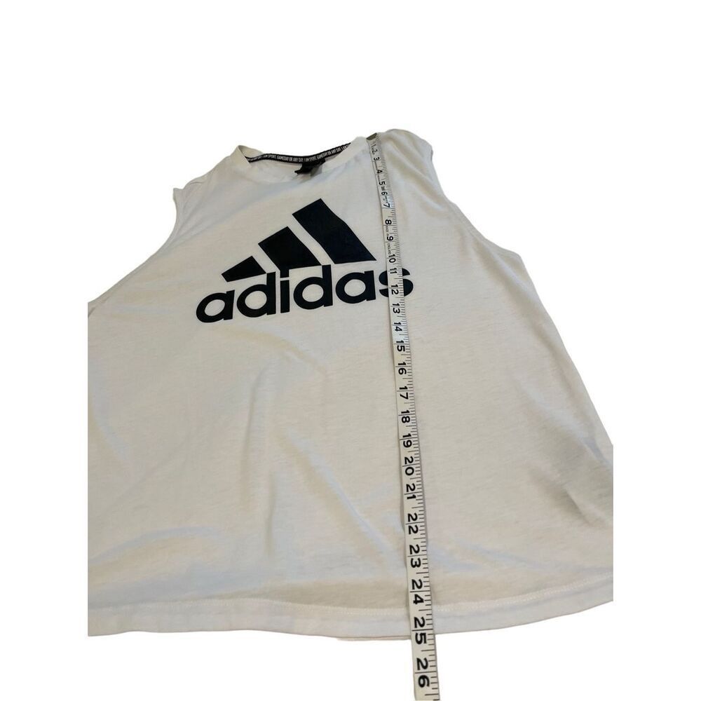 Adidas white sleeveless tank top with black large logo - M - Picture 5 of 7